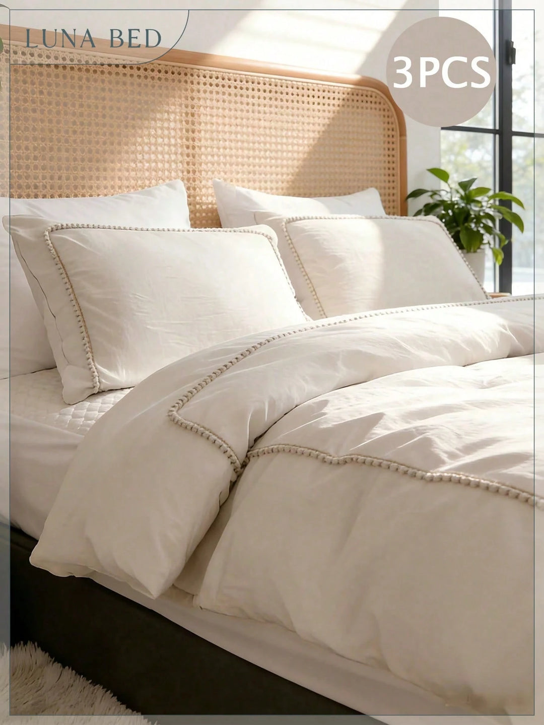 Set lenjerie de pat SHEIN, bej