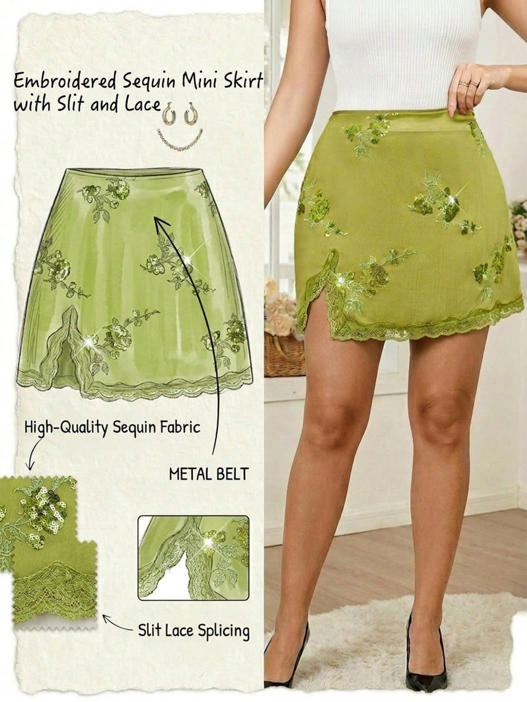 Fustă maxi SHEIN, verde