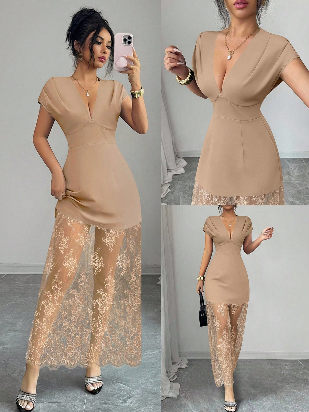 Rochie maxi SHEIN, kaki