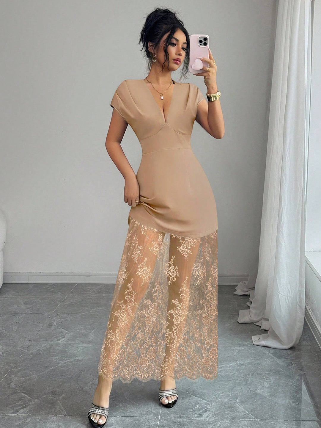 Rochie maxi SHEIN, kaki