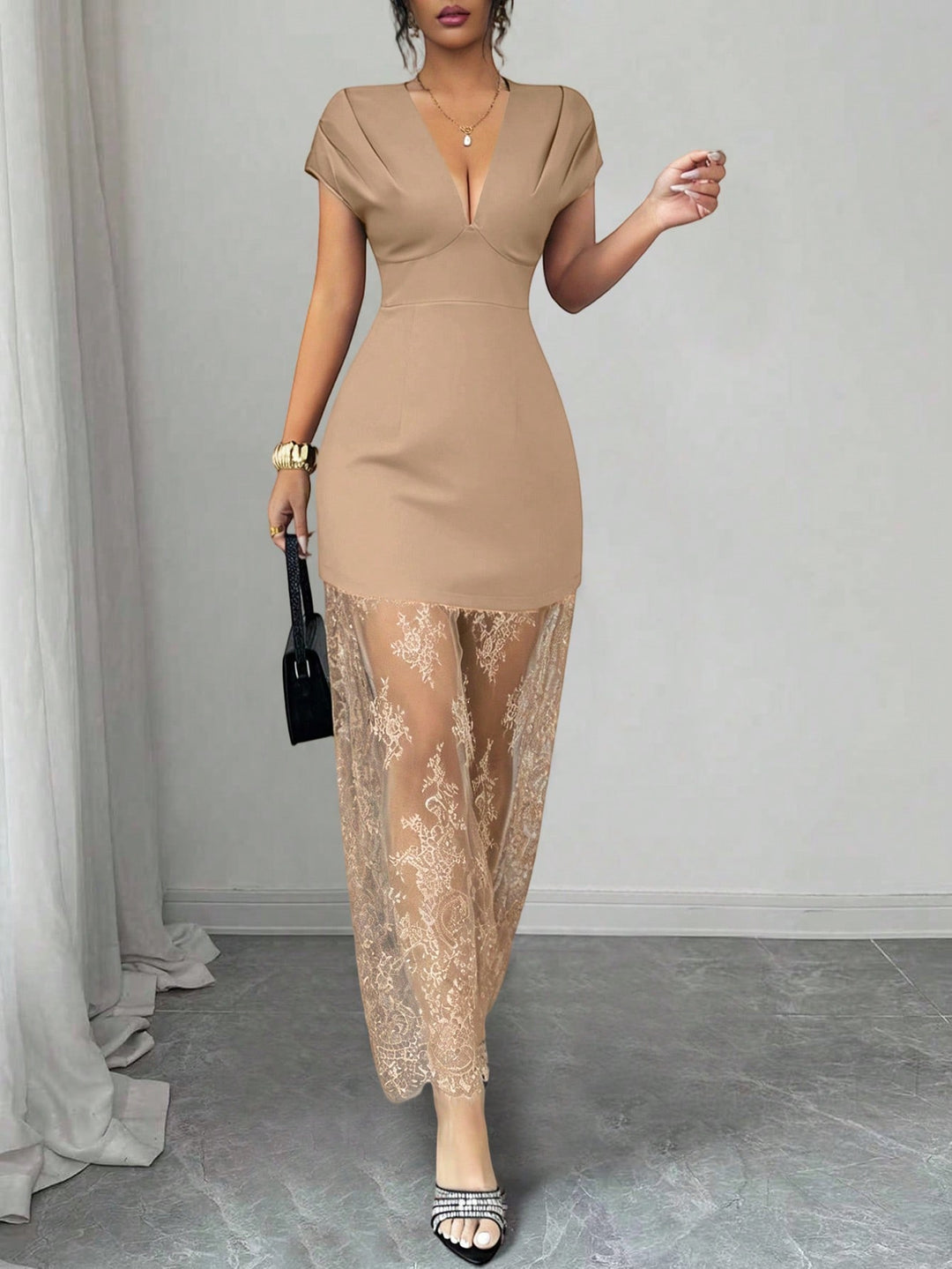 Rochie maxi SHEIN, kaki