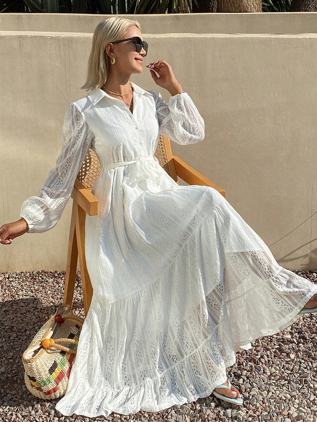 Rochie maxi SHEIN, alb