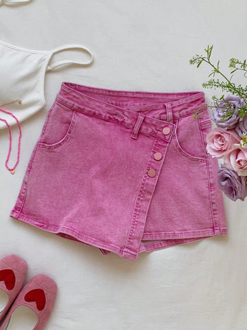 Fustă-pantalon SHEIN, roz