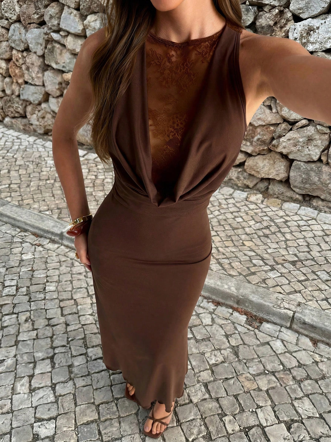 Rochie maxi SHEIN, maro