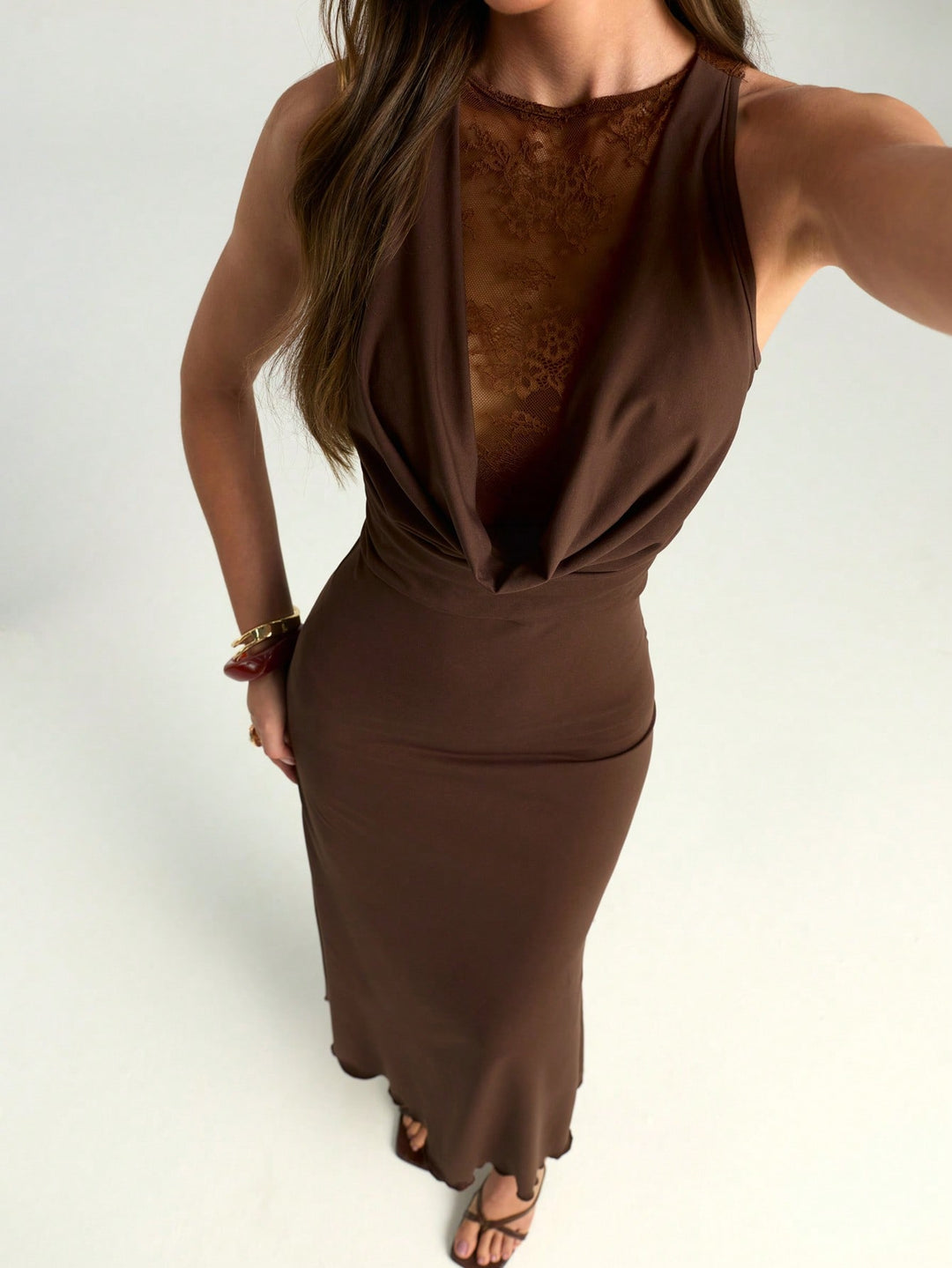 Rochie maxi SHEIN, maro