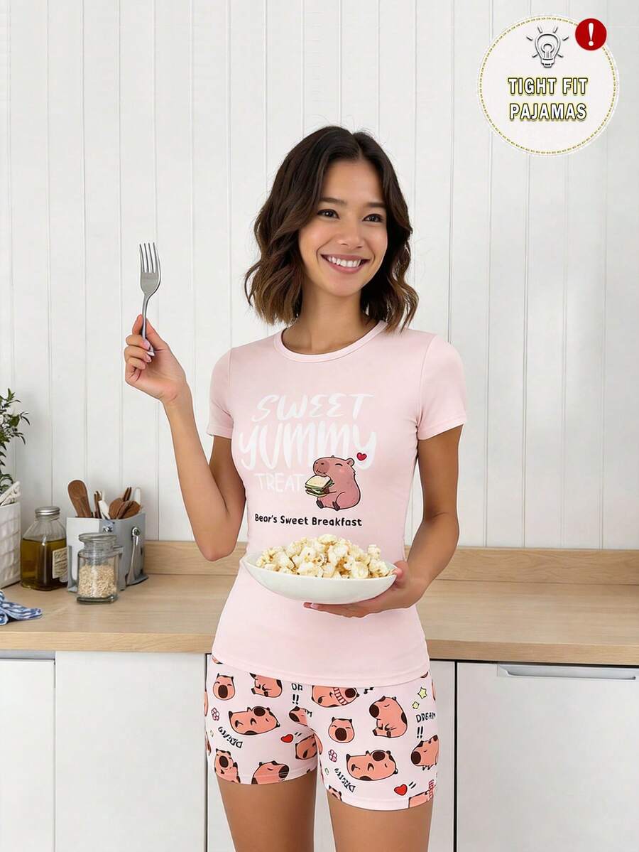 Compleu pijamale SHEIN, roz