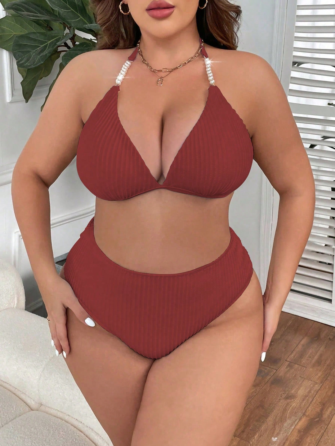 Set bikini de baie SHEIN, maro