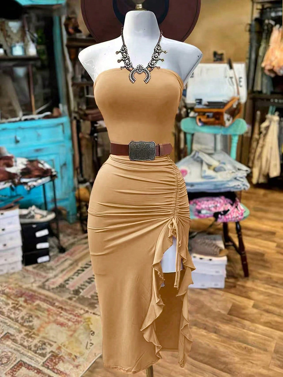 Rochie midi SHEIN, kaki