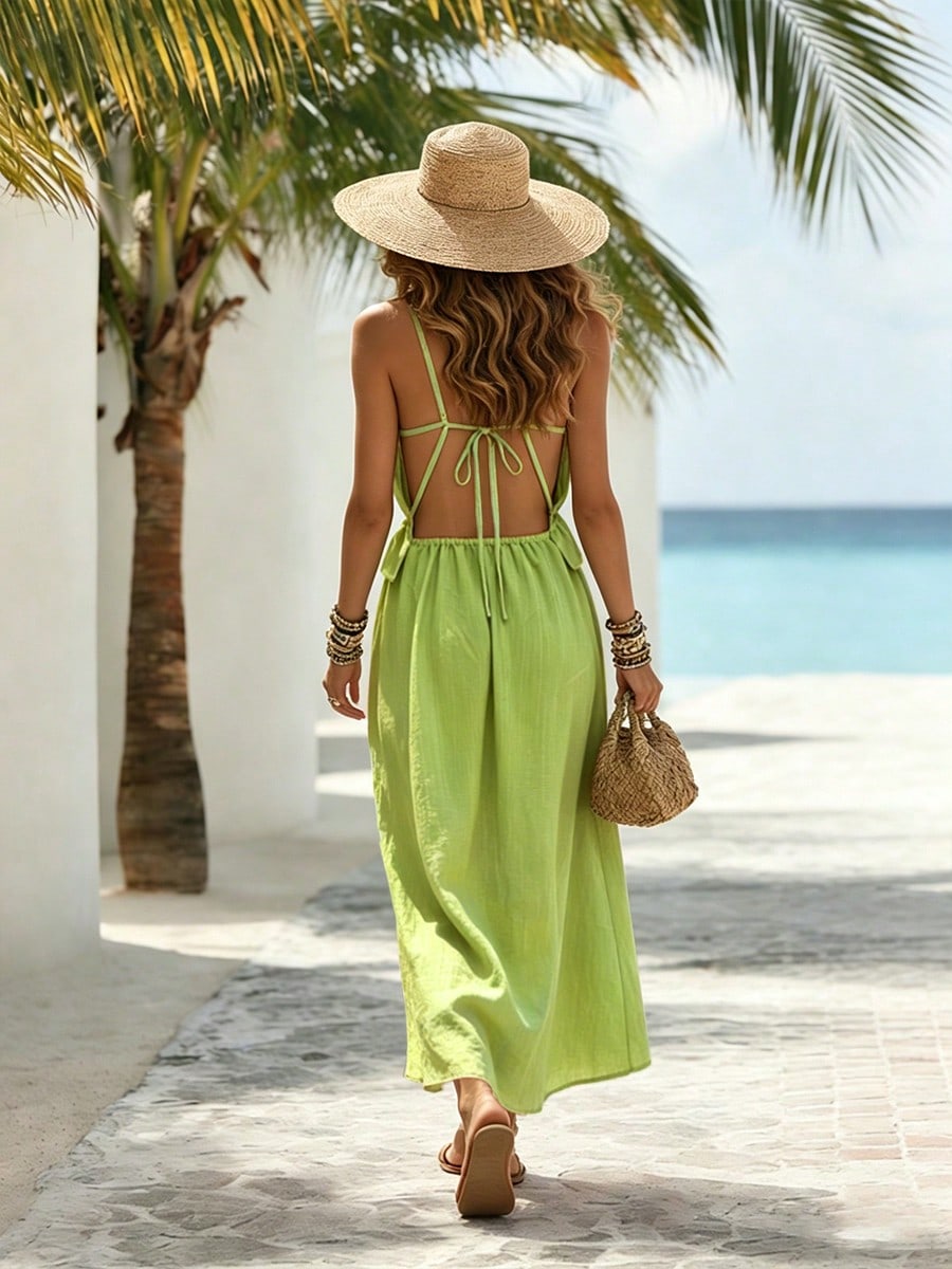 Rochie maxi SHEIN, verde
