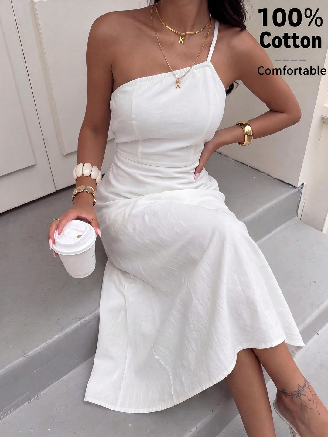 Rochie midi SHEIN, alb