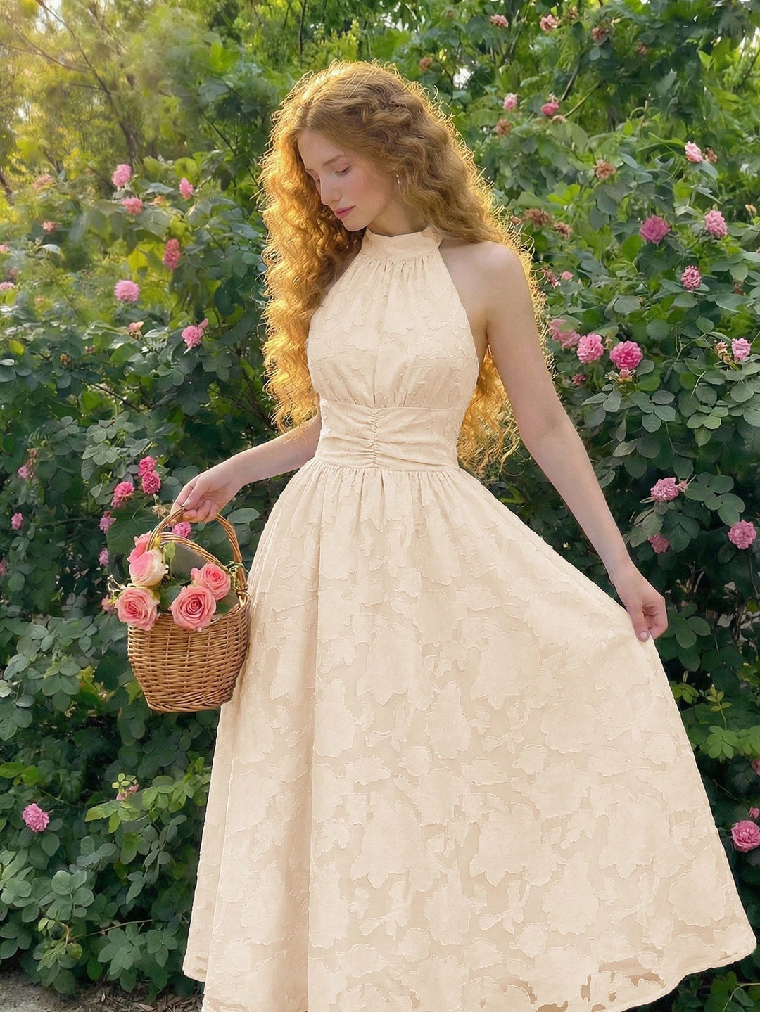 Rochie midi SHEIN, bej