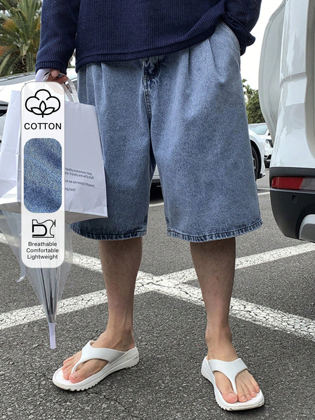 Pantaloni scurți SHEIN, albastru