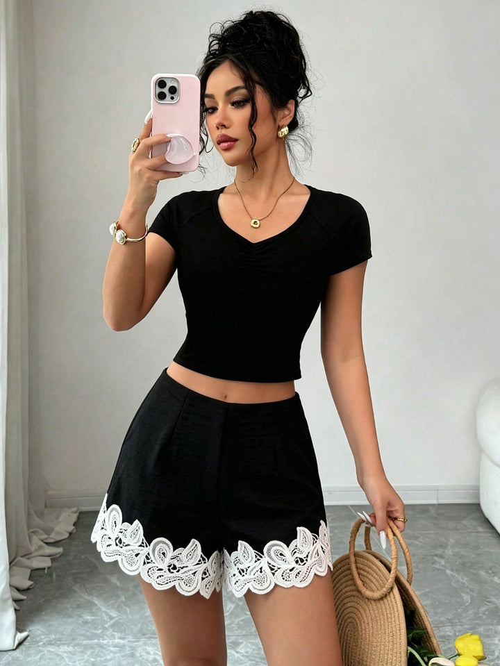 Pantaloni scurți SHEIN, negru