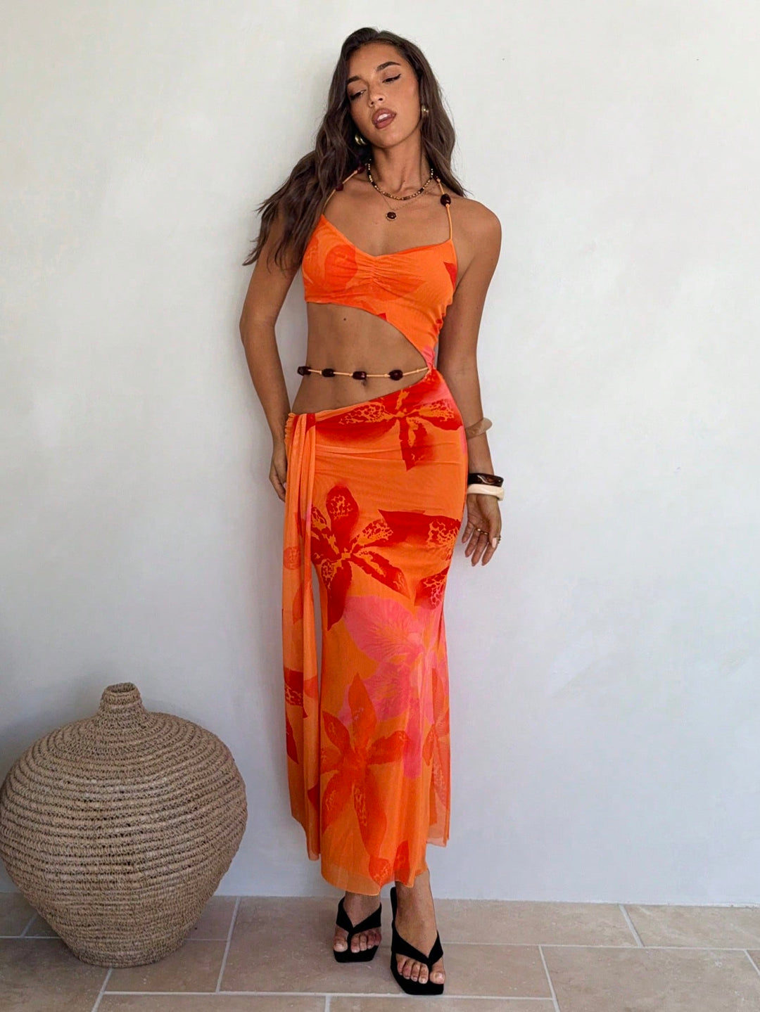 Rochie maxi SHEIN, portocaliu