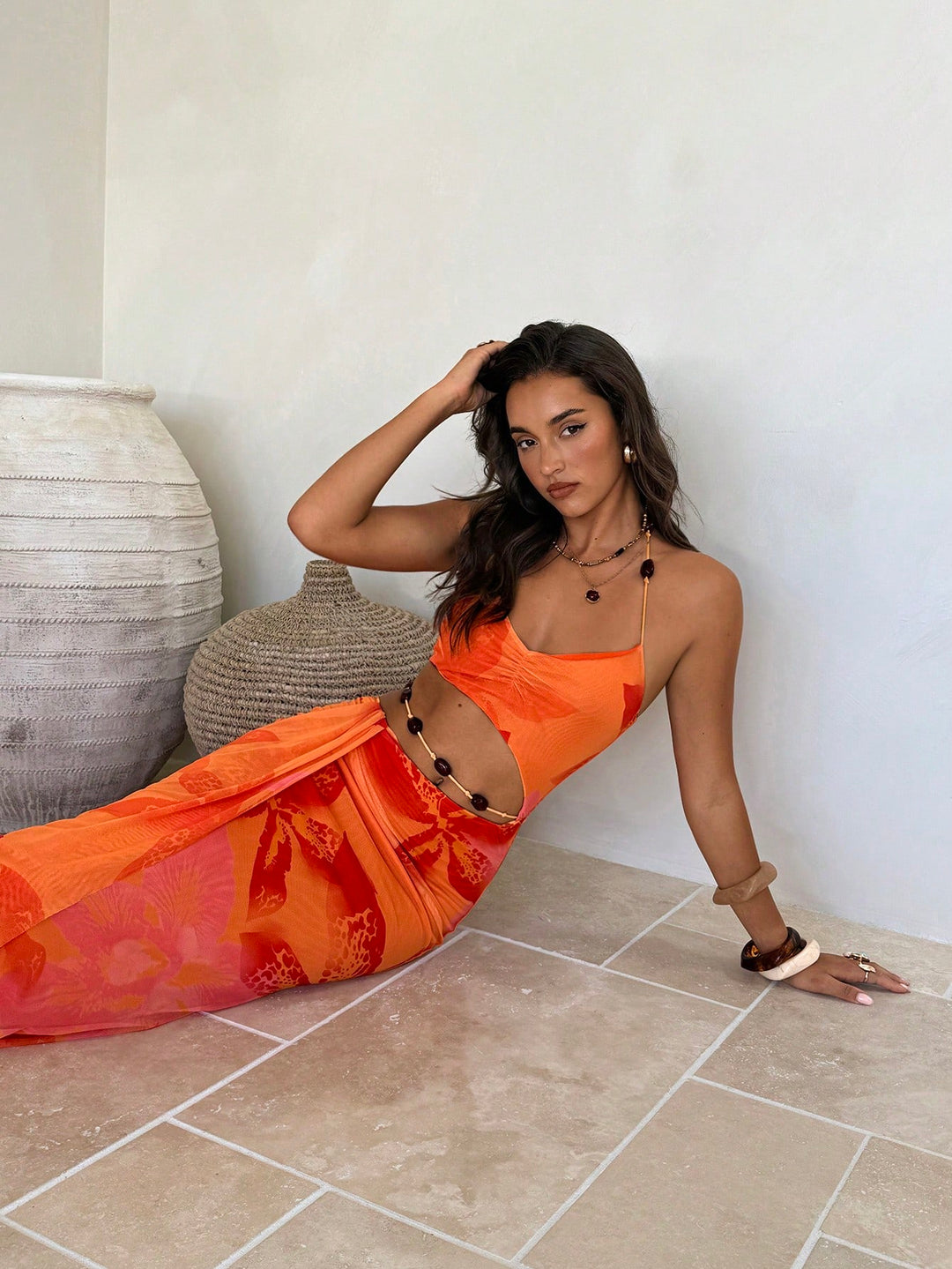 Rochie maxi SHEIN, portocaliu