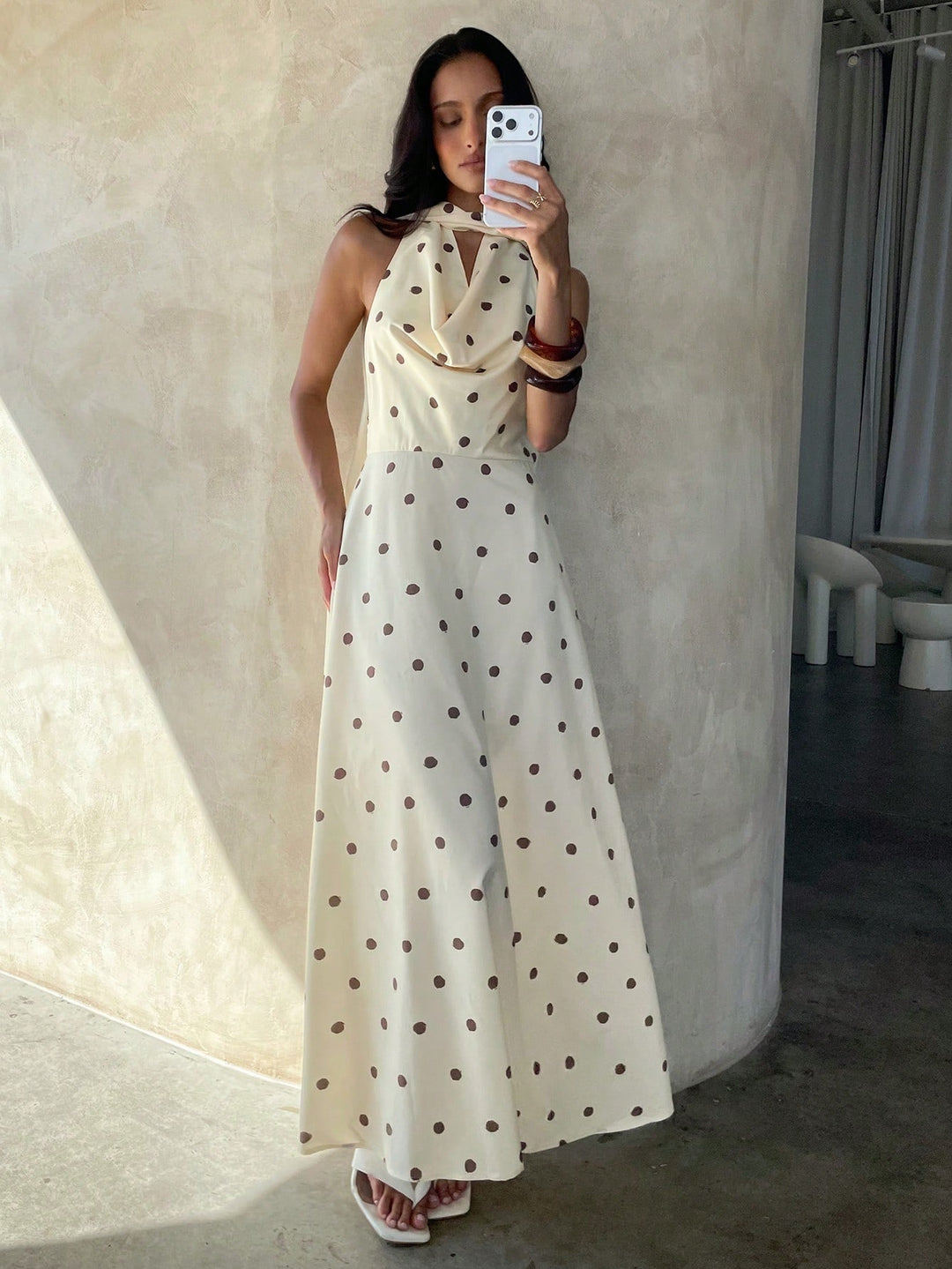 Rochie maxi SHEIN, crem