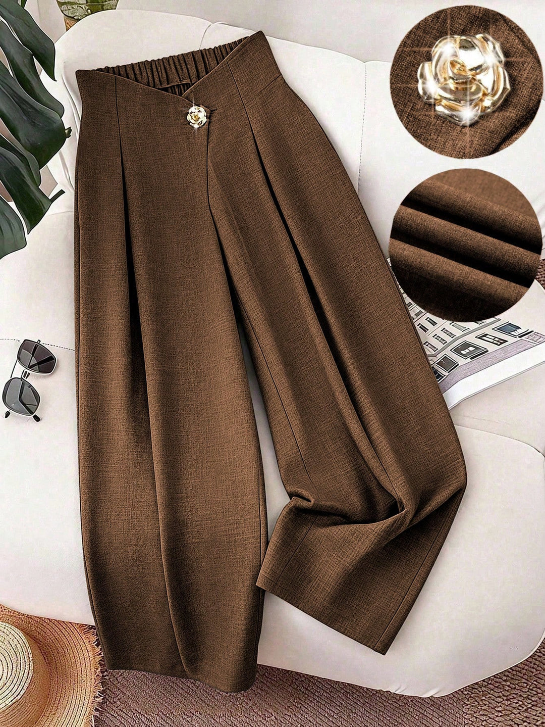 Pantalon de costum SHEIN, maro