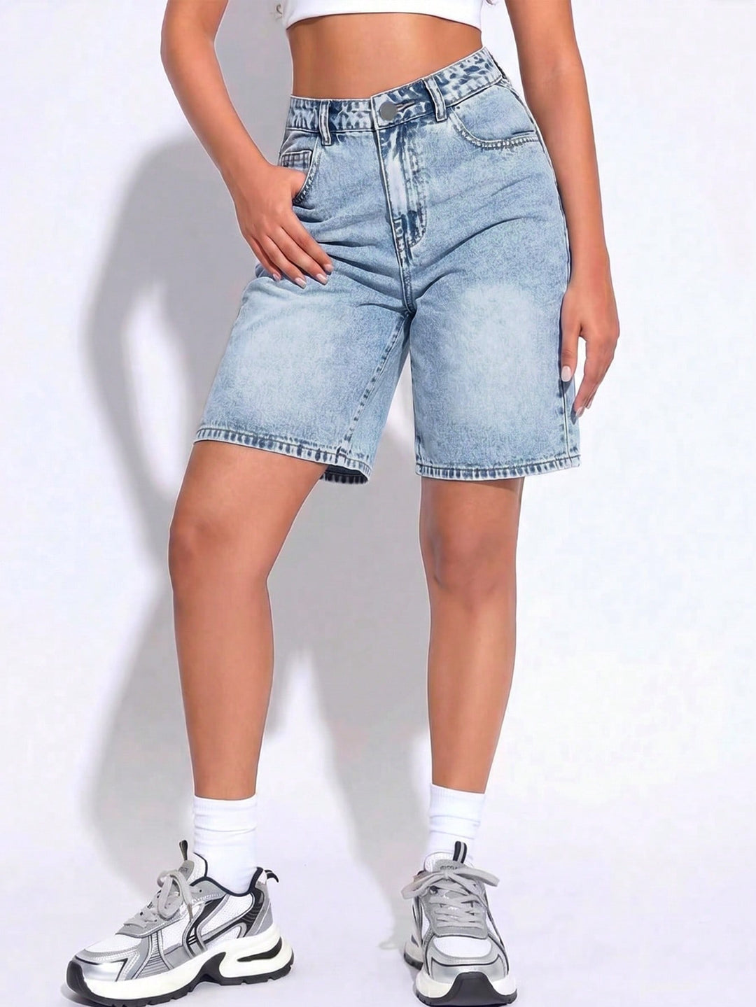 Pantaloni scurți SHEIN, albastru