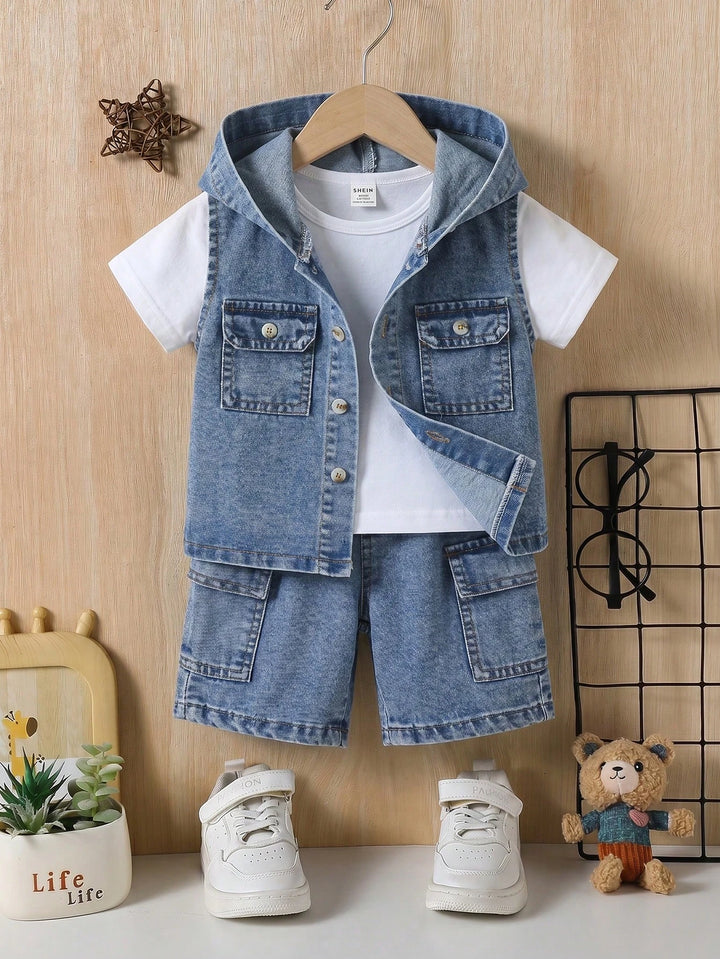 Set vestă și pantaloni scurți SHEIN, albastru
