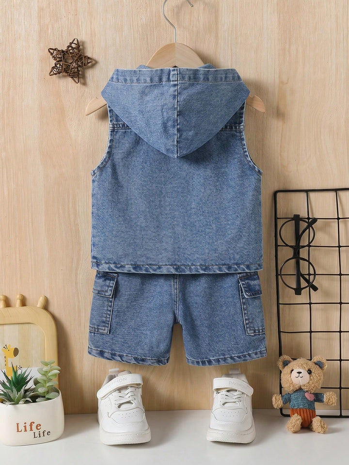 Set vestă și pantaloni scurți SHEIN, albastru