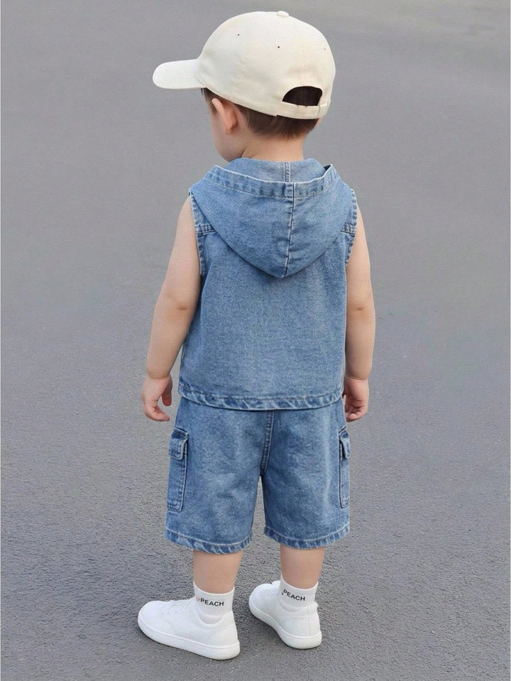 Set vestă și pantaloni scurți SHEIN, albastru