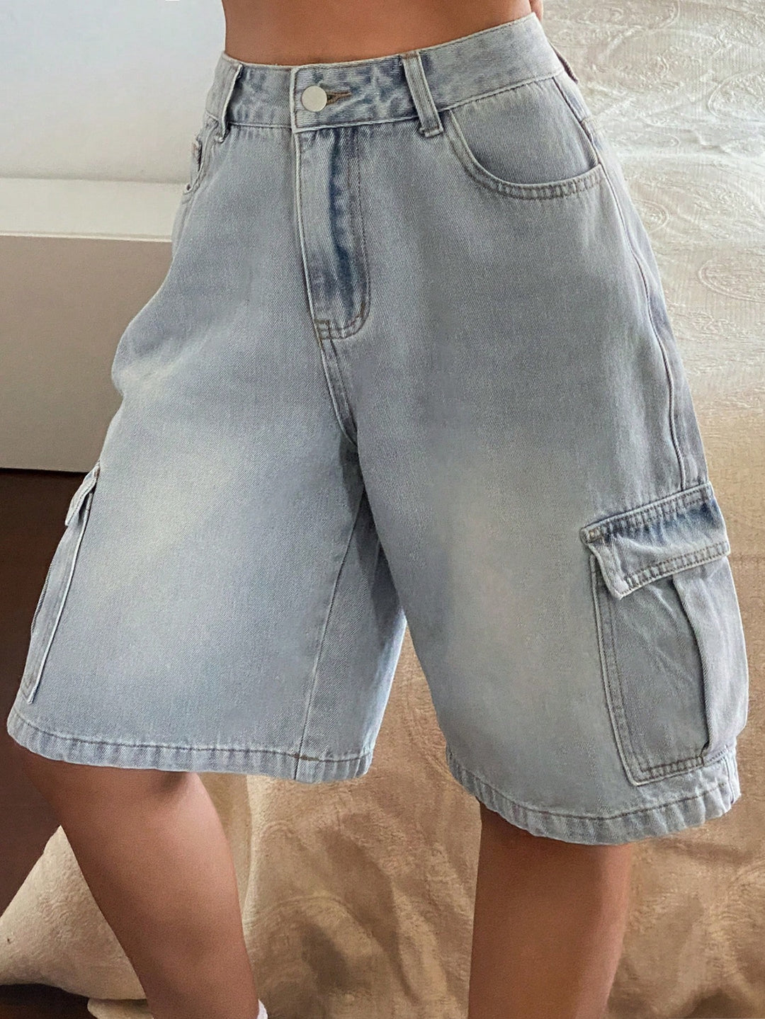 Pantaloni scurți SHEIN, albastru