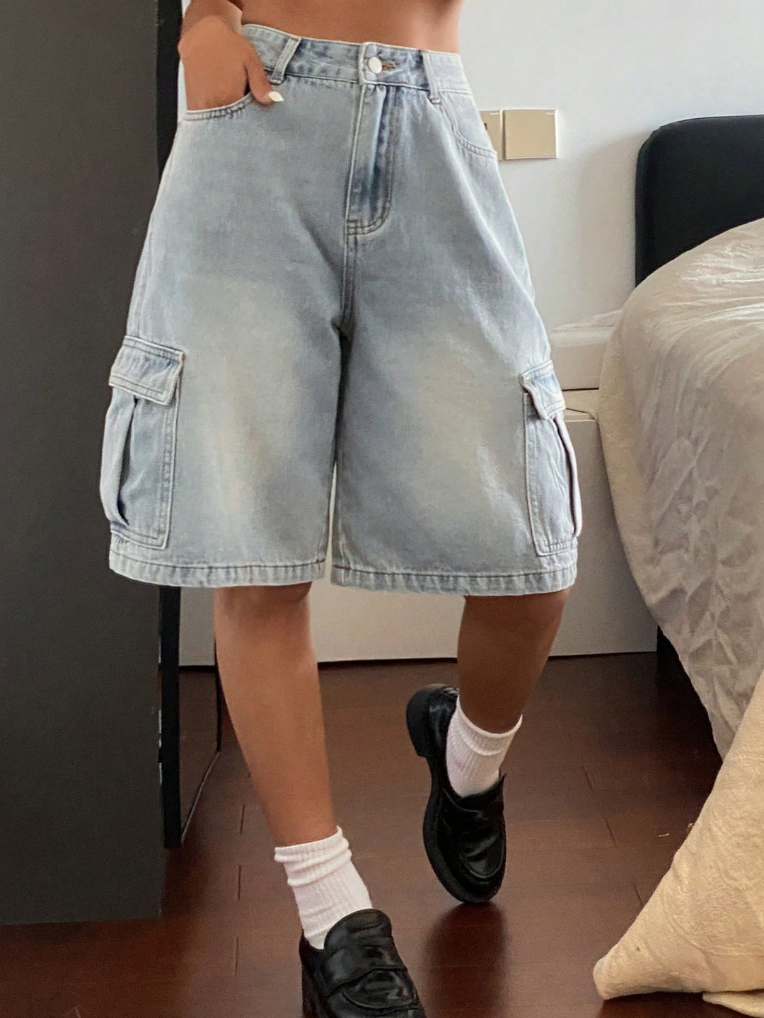 Pantaloni scurți SHEIN, albastru