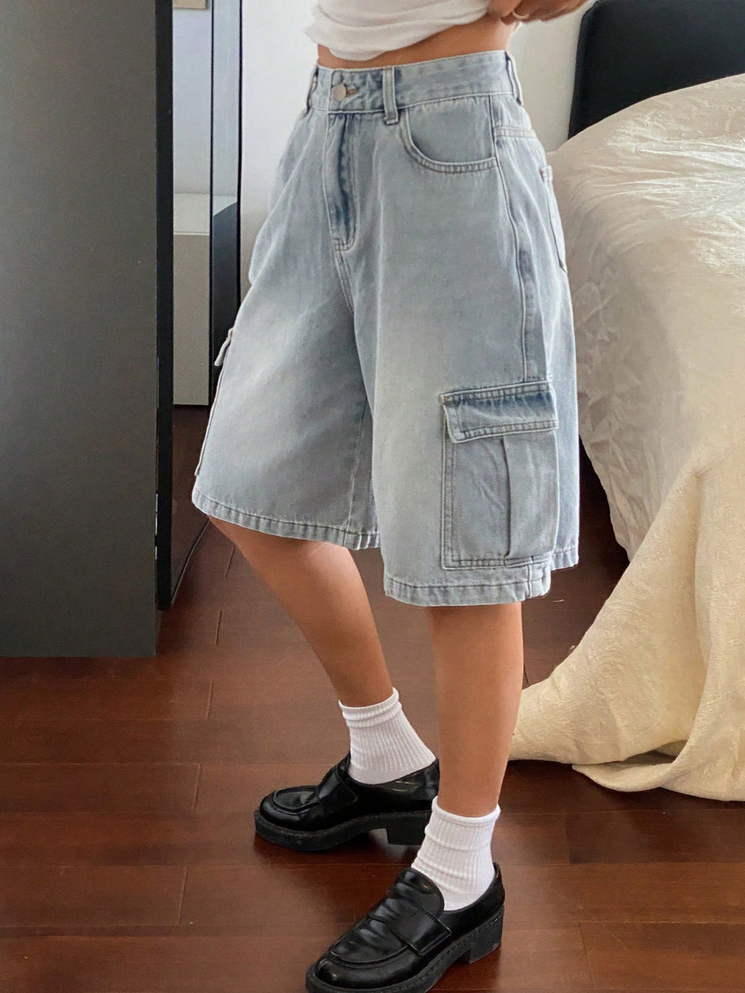 Pantaloni scurți SHEIN, albastru