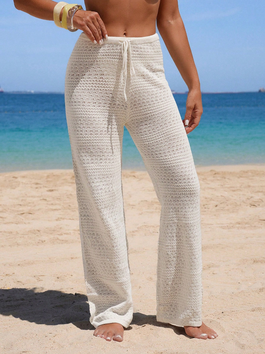 Pantaloni de plaja SHEIN, crem