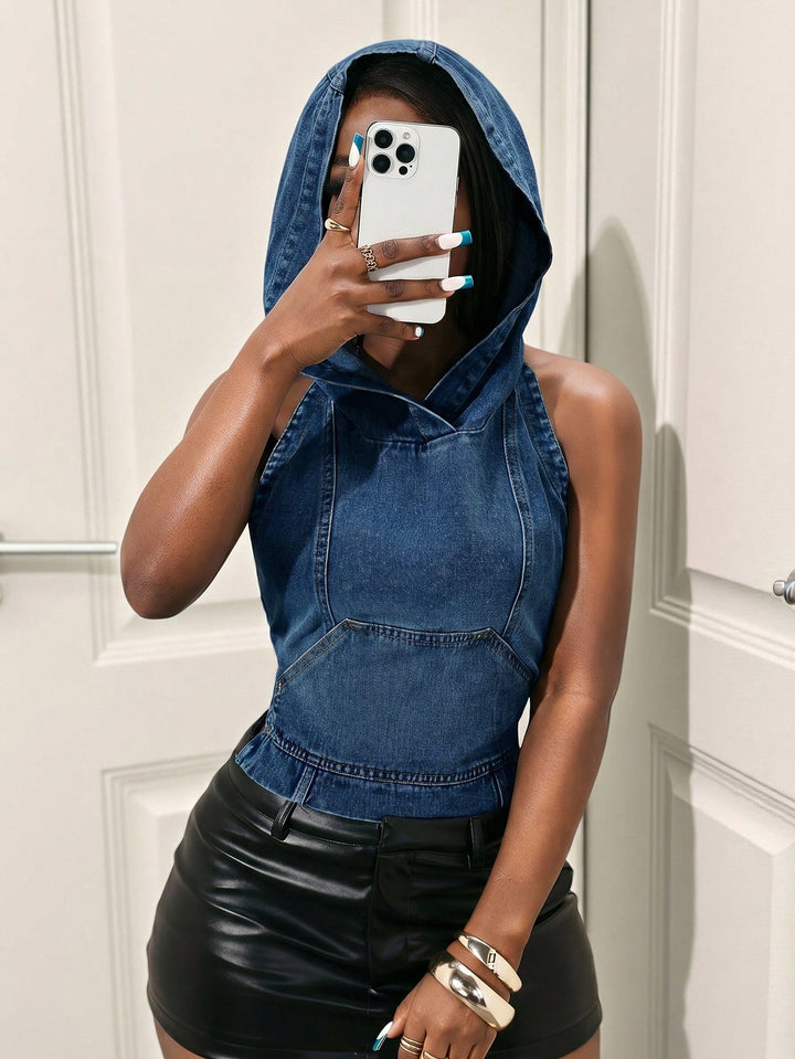 Hanorac hoodie SHEIN, albastru