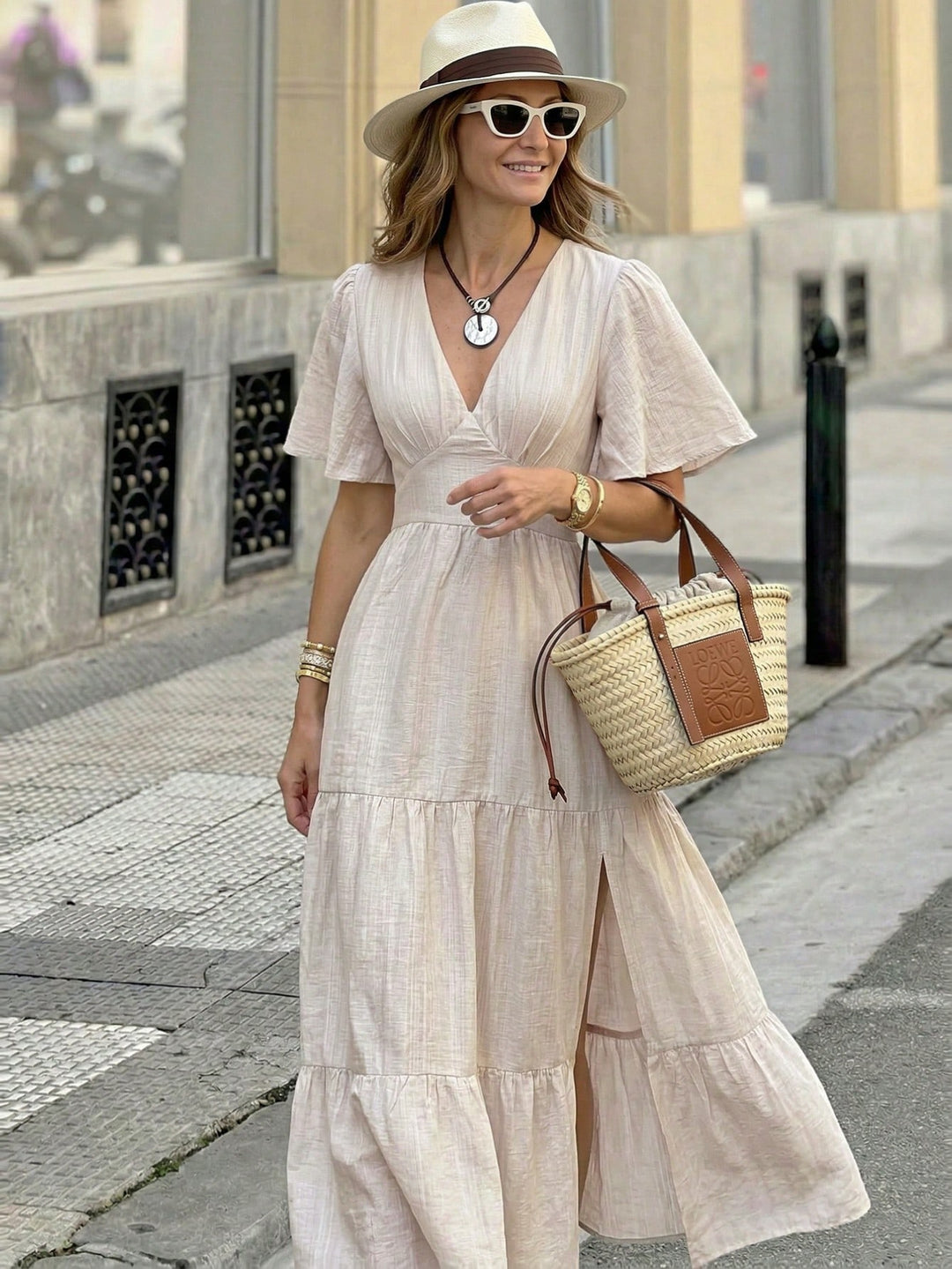 Rochie maxi SHEIN, bej