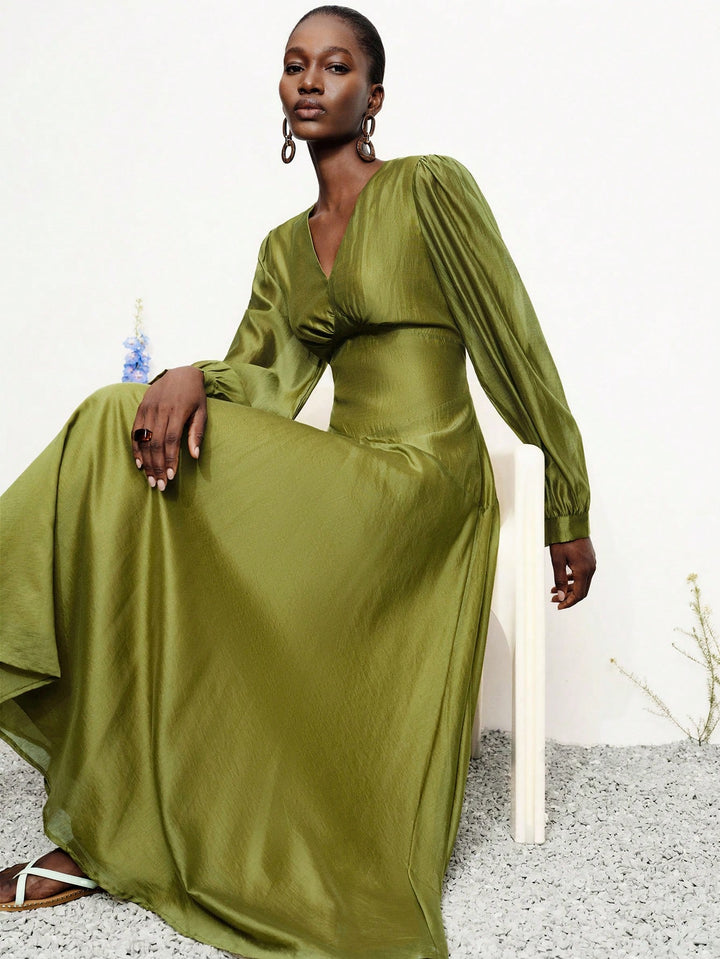 Rochie maxi SHEIN, kaki