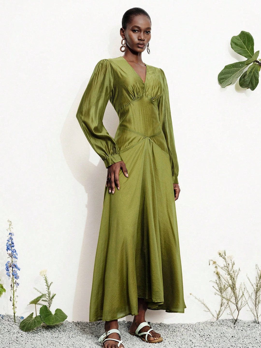 Rochie maxi SHEIN, kaki
