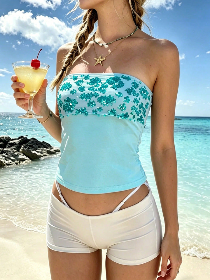 Top SHEIN, turcoaz
