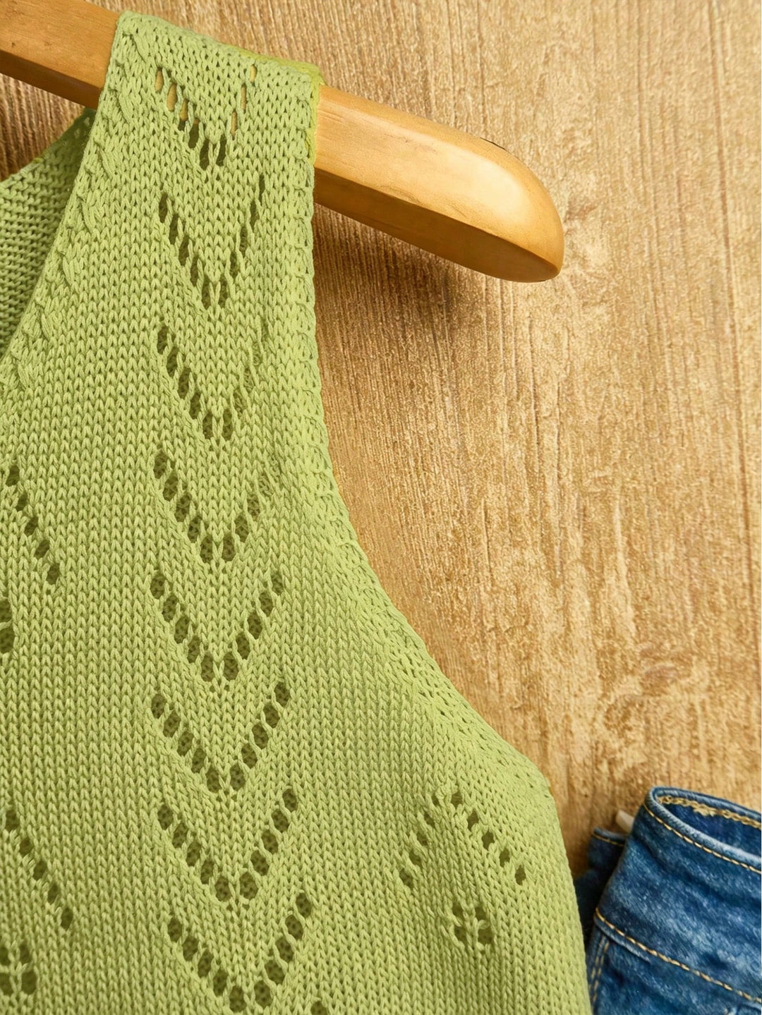 Cămașă tricotată SHEIN, verde