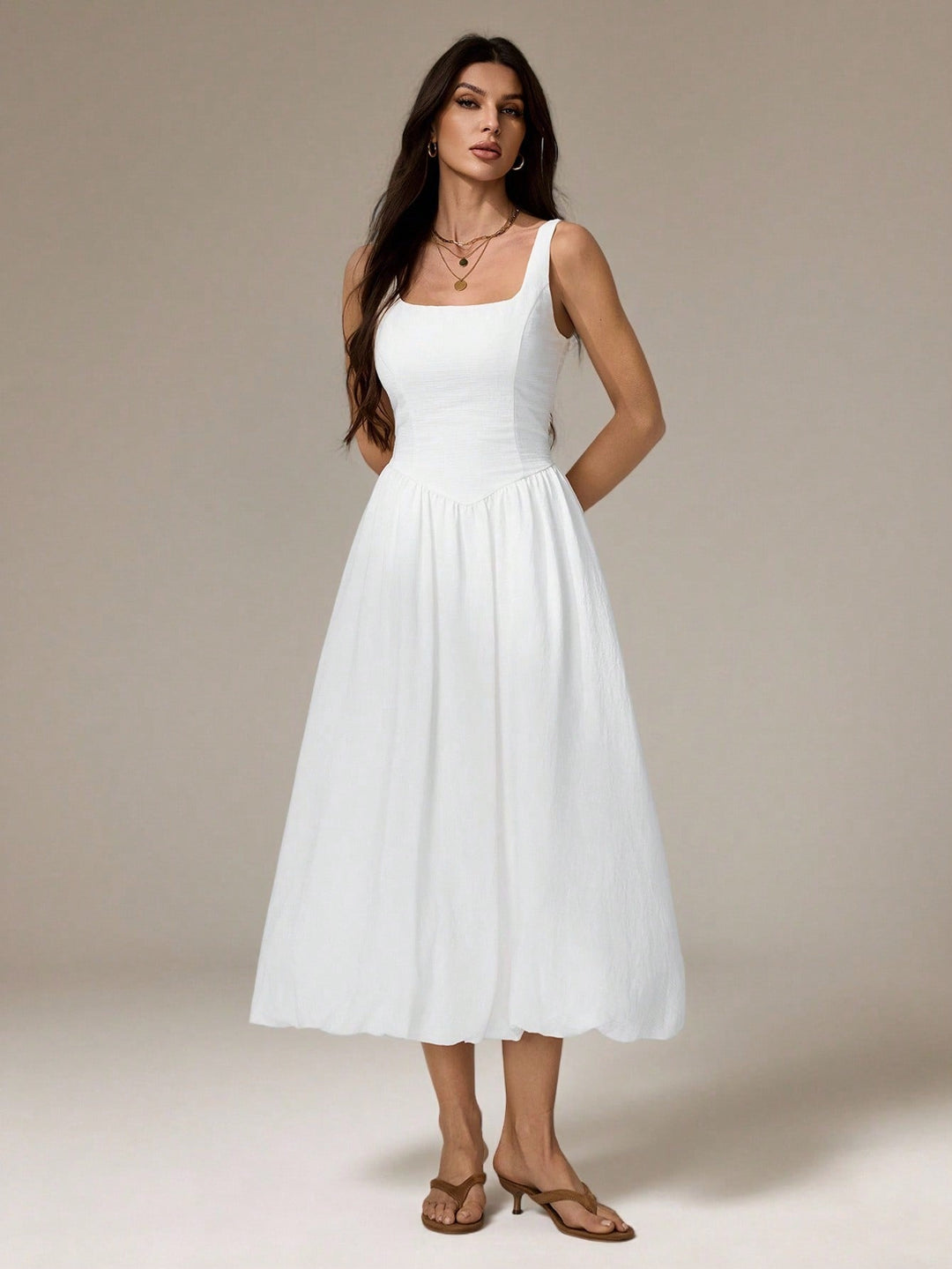 Rochie midi SHEIN, alb