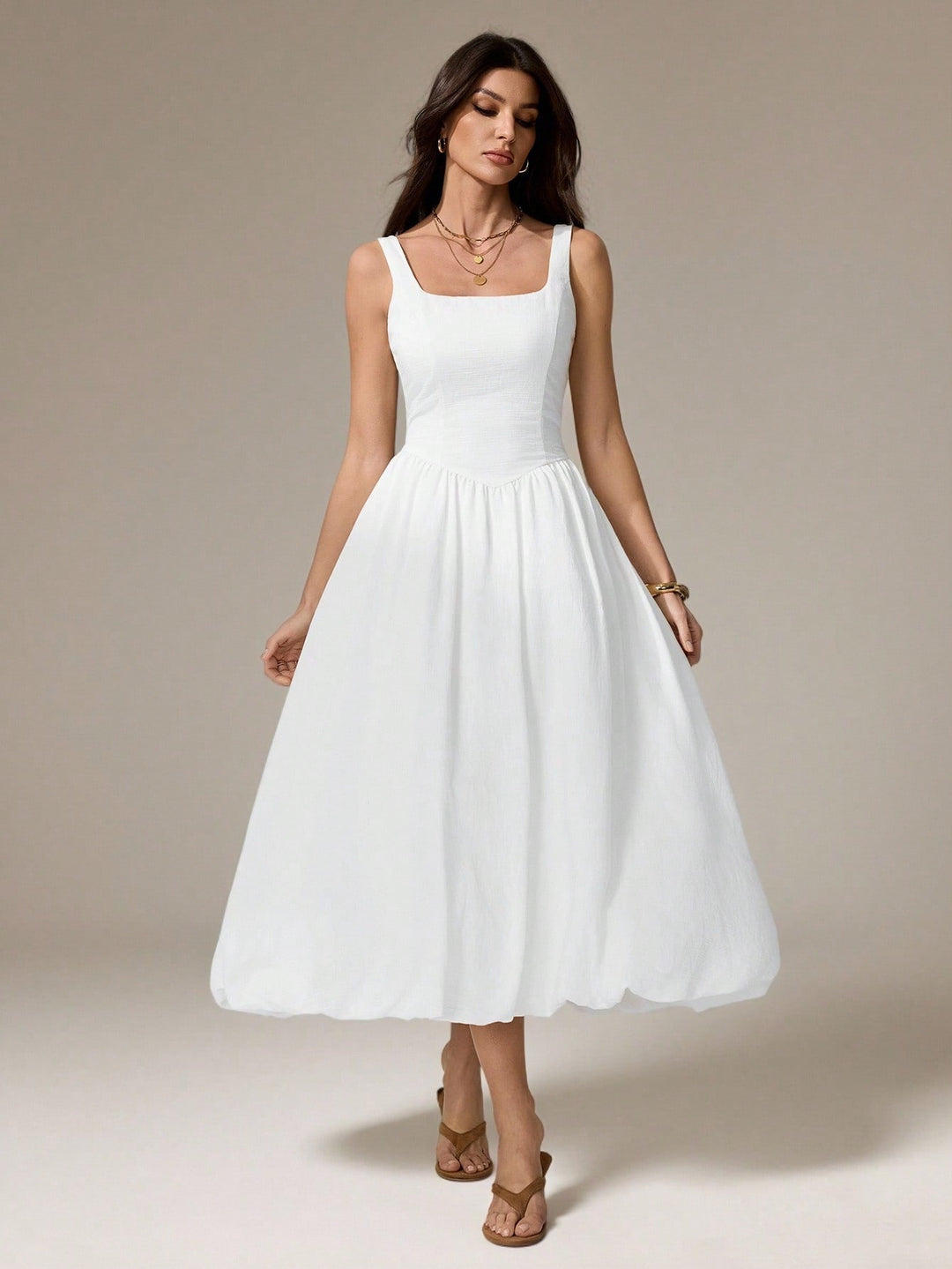 Rochie midi SHEIN, alb