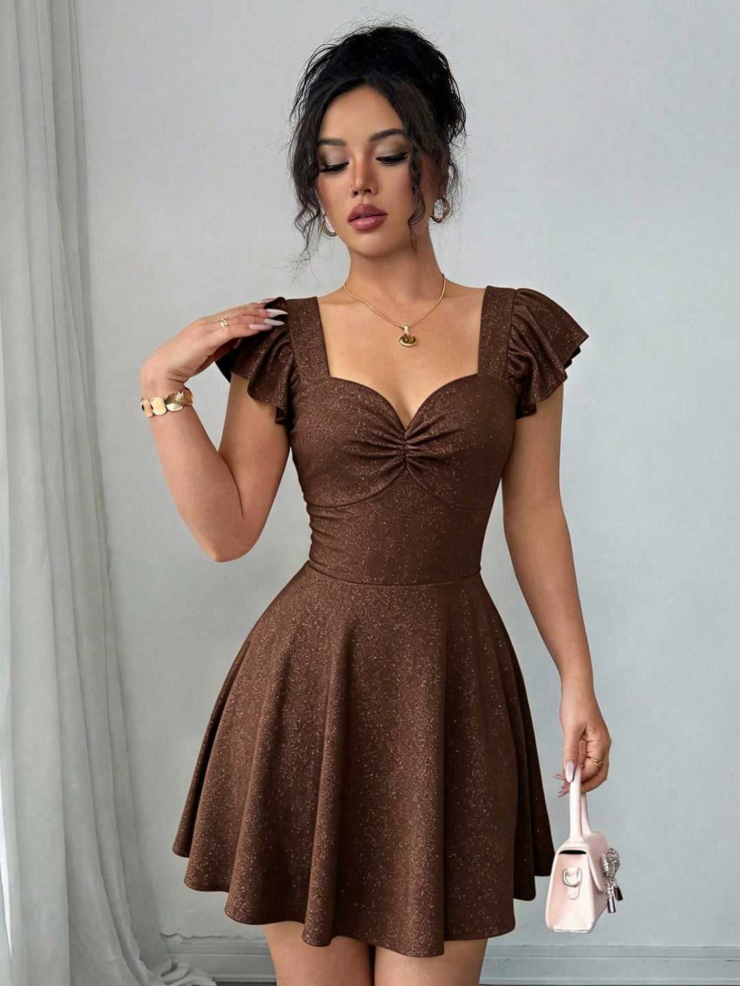 Rochie scurtă SHEIN, maro
