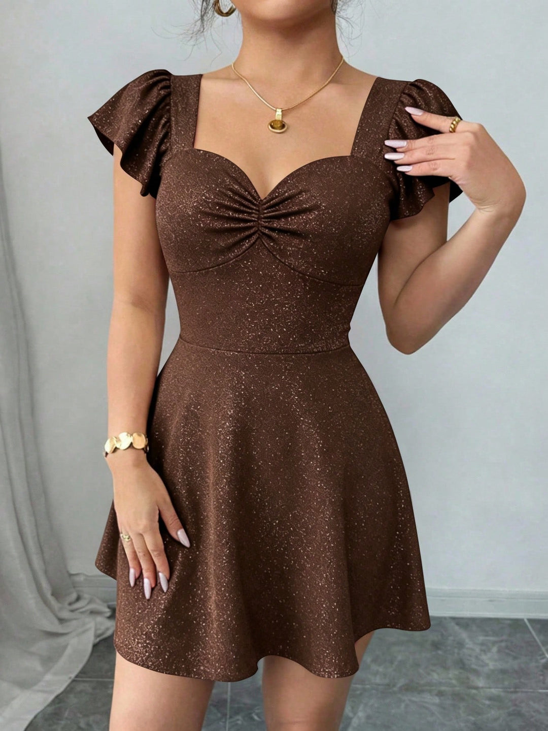 Rochie scurtă SHEIN, maro