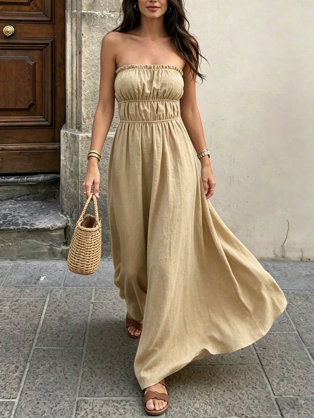 Rochie maxi SHEIN, bej