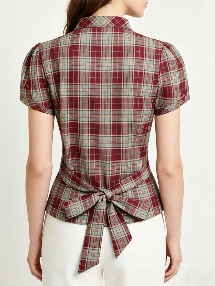 SHEIN kockás galléros ing, piros
