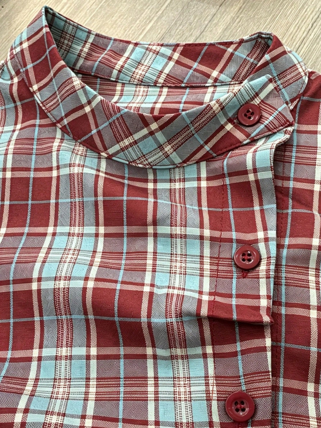 SHEIN kockás galléros ing, piros