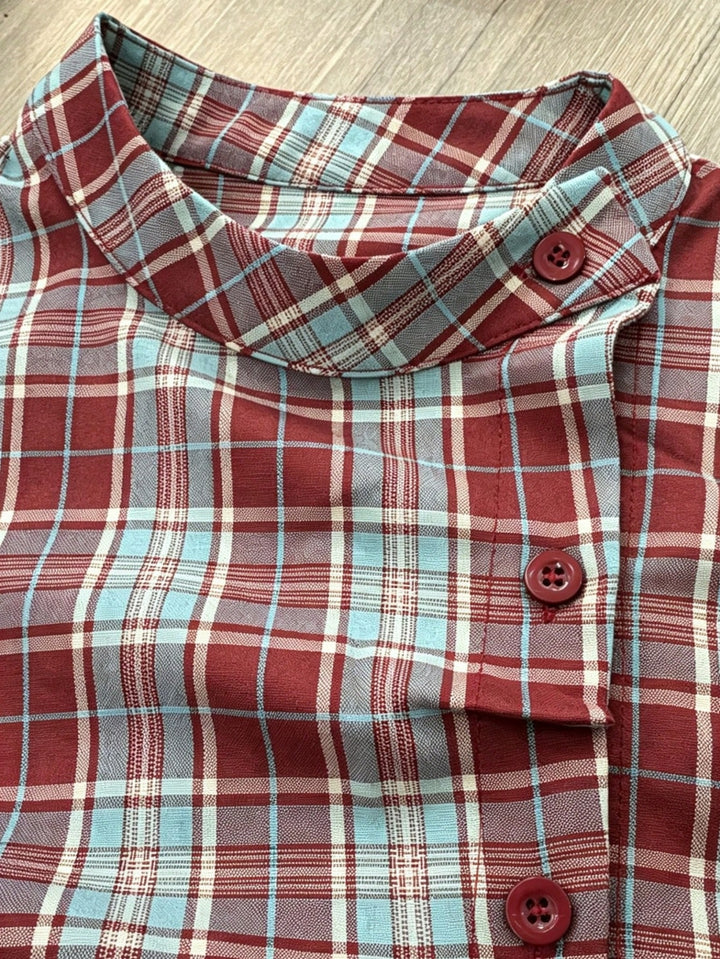 SHEIN kockás galléros ing, piros