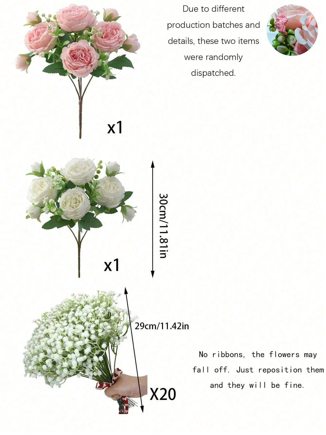 Floari artificiale SHEIN, mix culori
