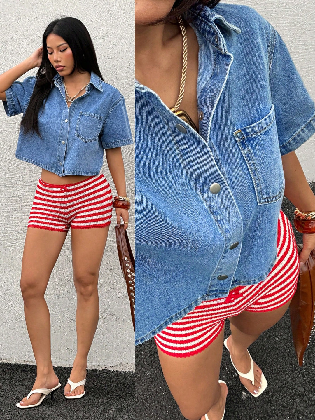 Jachetă denim SHEIN, albastru