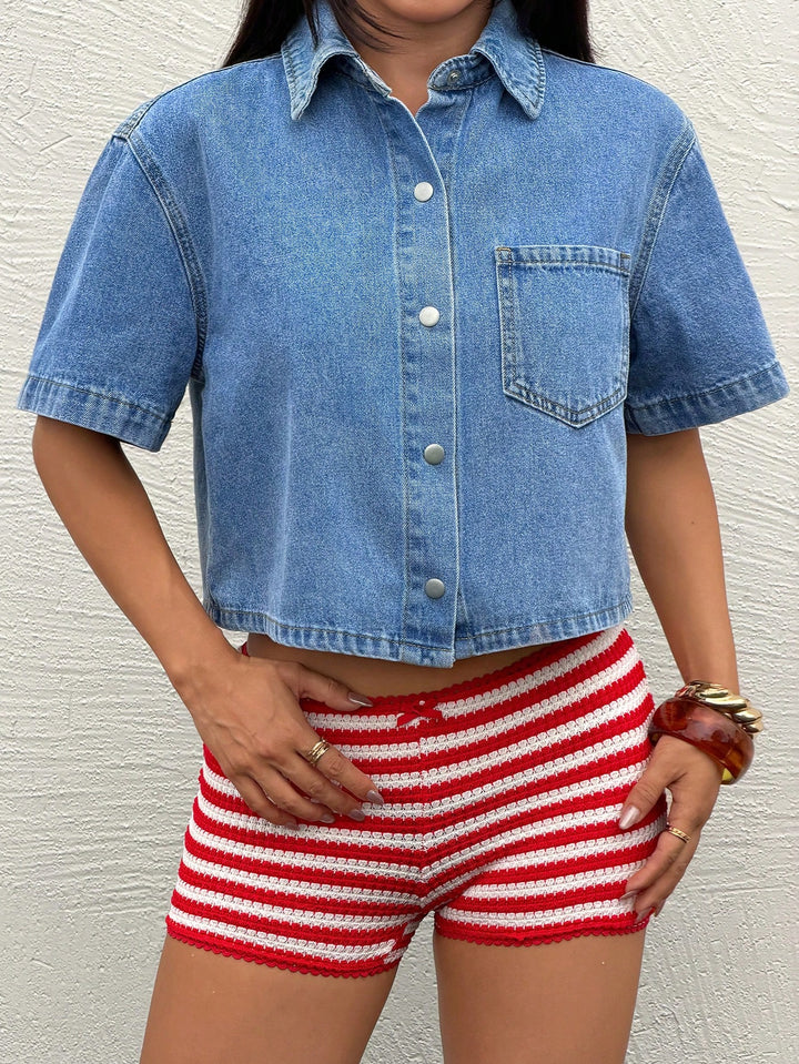 Jachetă denim SHEIN, albastru