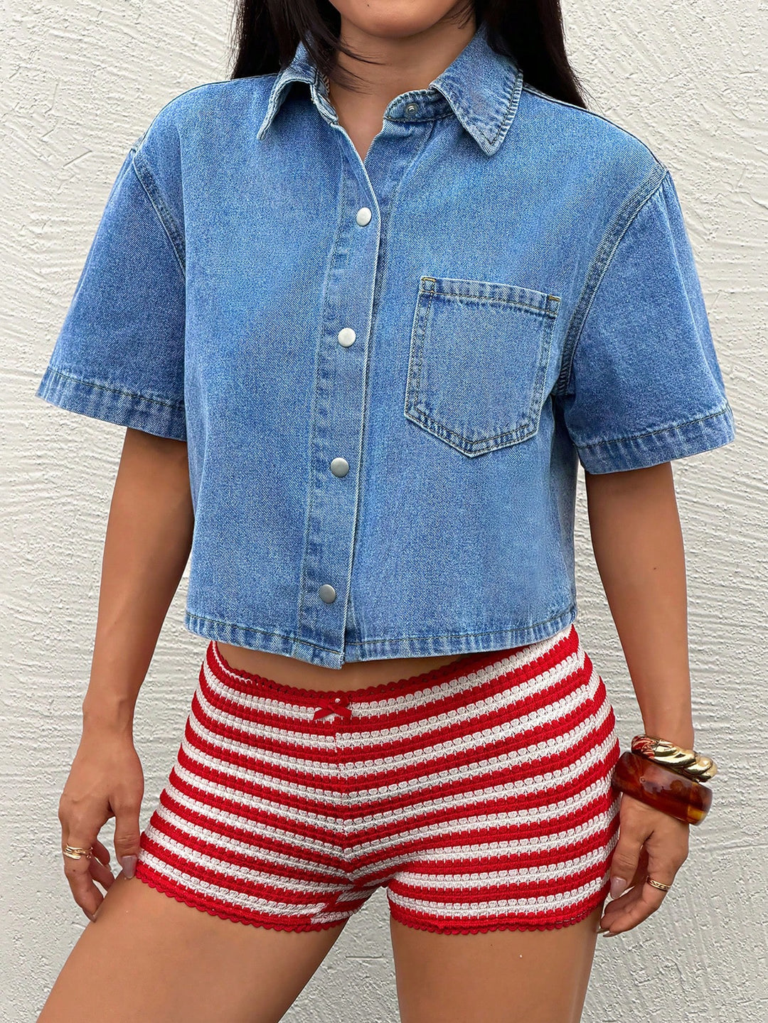 Jachetă denim SHEIN, albastru