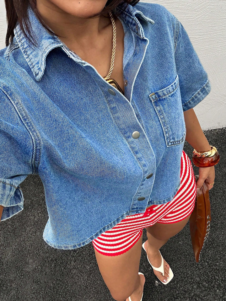 Jachetă denim SHEIN, albastru