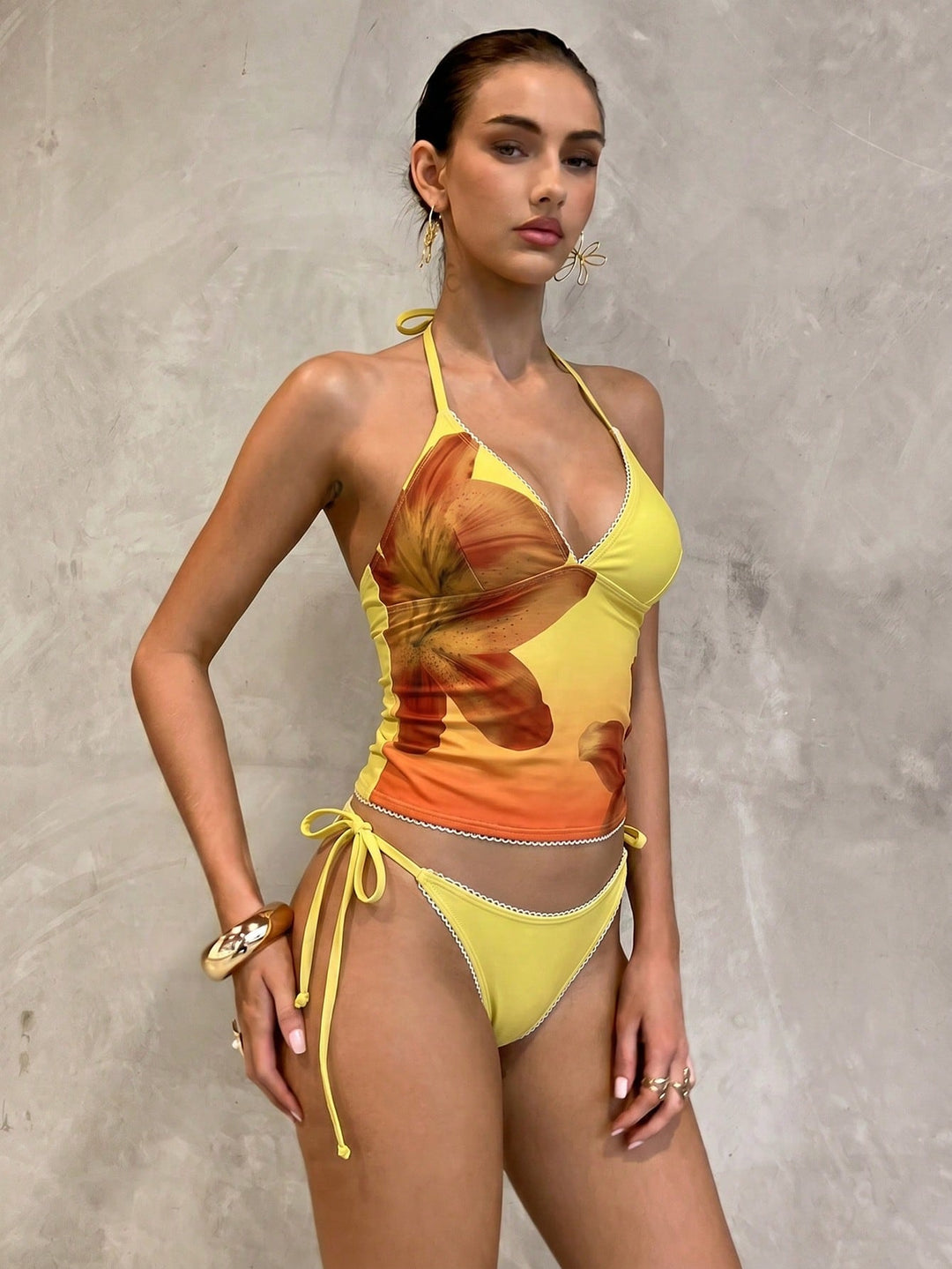 Costum de baie SHEIN, galben