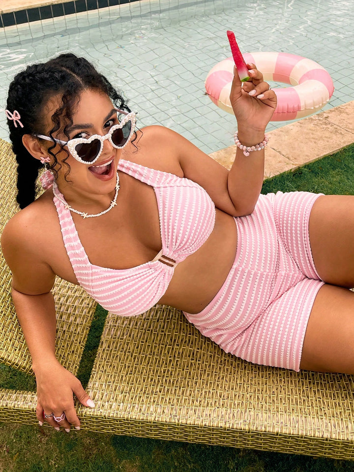 Set bikini de baie SHEIN, roz